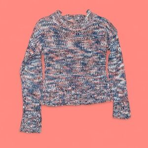 Say What Girls Marled Knit Sweater Size S (7/8) Bell Sleeve Mock Neck Cozy